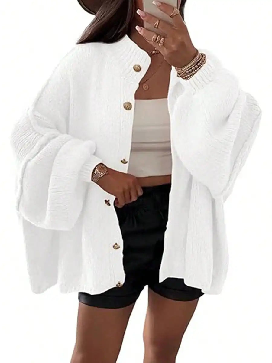 Womens Oversized Loose Fall Sweater Cardigans Long Lantern Sleeve Button Down Chunky Knit Coats