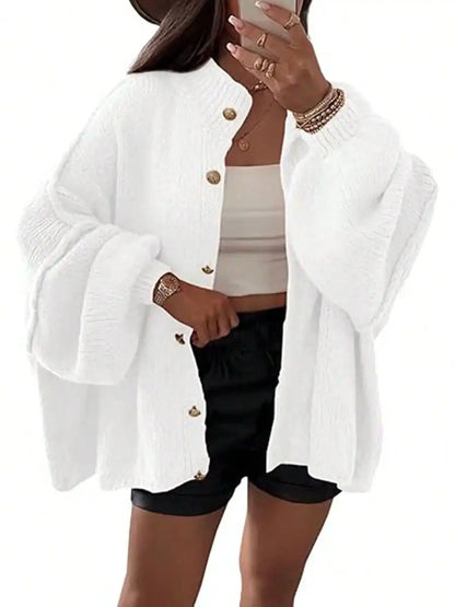 Womens Oversized Loose Fall Sweater Cardigans Long Lantern Sleeve Button Down Chunky Knit Coats