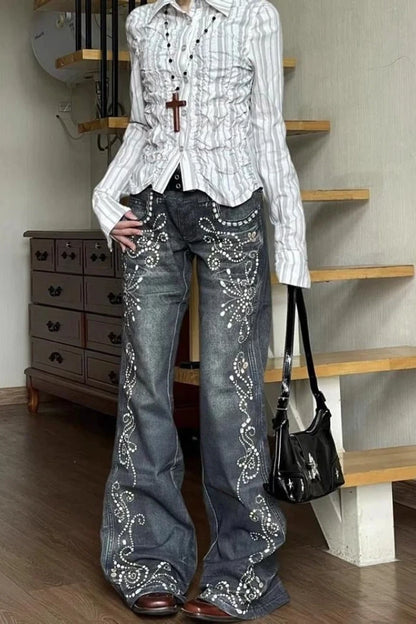 Jeans Women Y2k Pants Vintage Low Rise Bootcut Distressed Denim Trousers  Women  Design  Autumn Winter Fashion