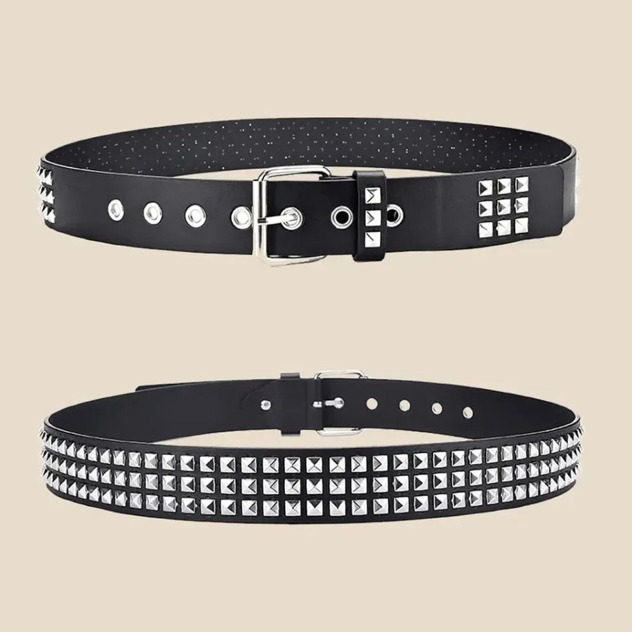 Fashion New Square Bead Rivet Belt Metal Pyramid Belt Men and Women Punk Hardware Jeans Belt Y2K Belt Designer Belt Women's Bel