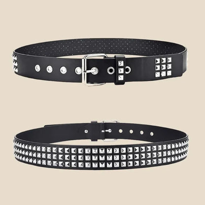 Fashion New Square Bead Rivet Belt Metal Pyramid Belt Men and Women Punk Hardware Jeans Belt Y2K Belt Designer Belt Women's Bel