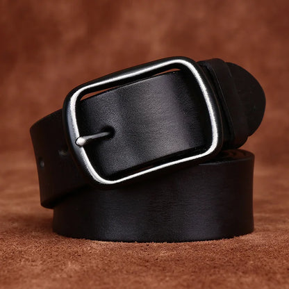 3.8CM Men High Quality Genuine Leather Belt Luxury Pin Buckle Belts Thick Cowskin Fashion Vintage Strap Male Jeans for Man