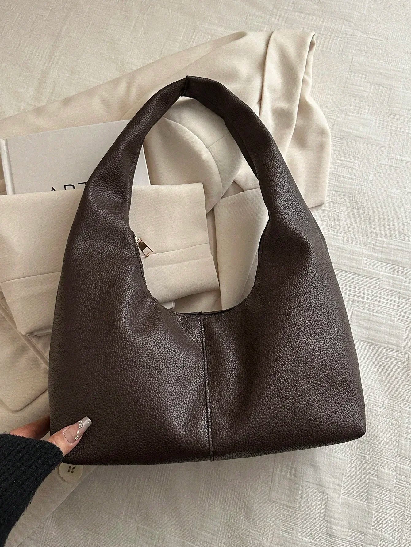 Large Capacity Solid Color Women's Shoulder Bag, Multifunctional Crossbody Bag,