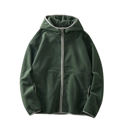 DUKEEN Men's Double-Sided Fleece Hoodie Autumn and Winter Warm Windbreaks 7A Antimicrobial Zipper Jackets for Men