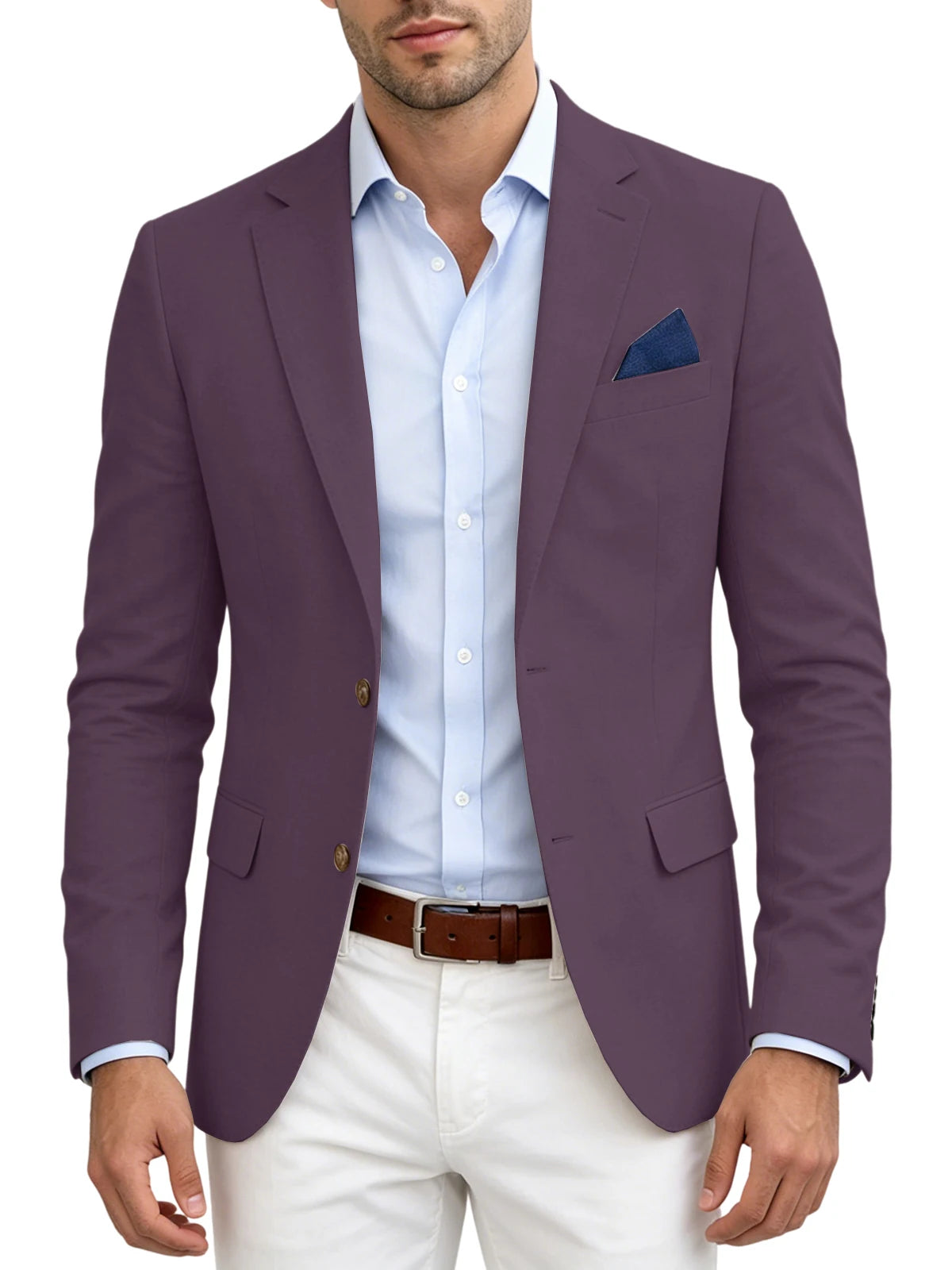 Men's Linen Blend Blazer Notched Lapel Two Button Breathable Suit Jacket For Business Casual Wedding Daily Wear