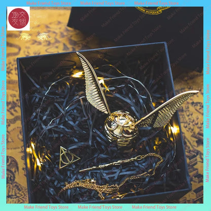 Golden Snitch Ring Box Golden Snitch Ring Box With Rotating Wings Premium Gold-Plated Metal Jewelry Box For Proposal Engagement