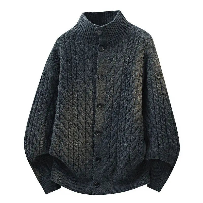 Legible Autumn and Winter Casual Sweater Men Loose Knitted Cardigan Male Round Neck Collar Sweatercoats Man