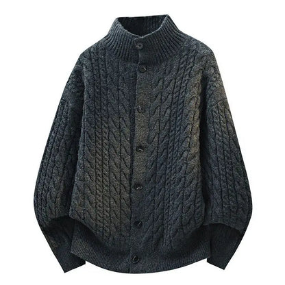 Legible Autumn and Winter Casual Sweater Men Loose Knitted Cardigan Male Round Neck Collar Sweatercoats Man