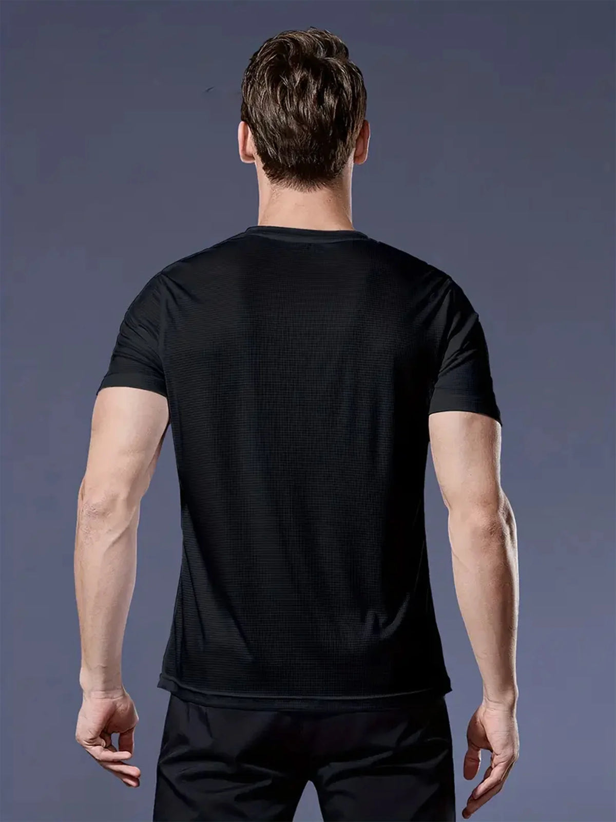 Crew T-Shirt10Pcs Black Ultralight Men Quick Dry Breathable Sweat Shirt for Fitness Gym Running Light Plaid Quick Dry Short Slee