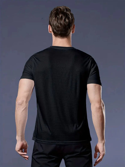 Crew T-Shirt10Pcs Black Ultralight Men Quick Dry Breathable Sweat Shirt for Fitness Gym Running Light Plaid Quick Dry Short Slee
