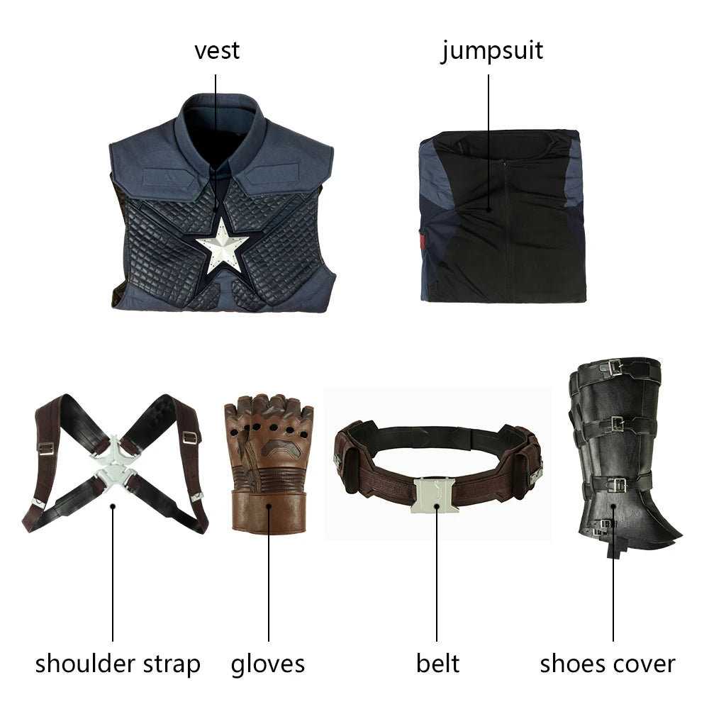 Civil War 4 Captain Cosplay Cosplay Superhero Chris Evans Adult Men Uniform Outfit Suit Halloween Vest Full Set