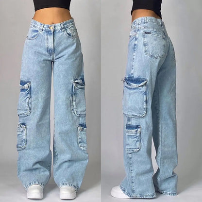 Y2K Harajuku New Punk Feng Shui Washing Old Baggy Jeans Female