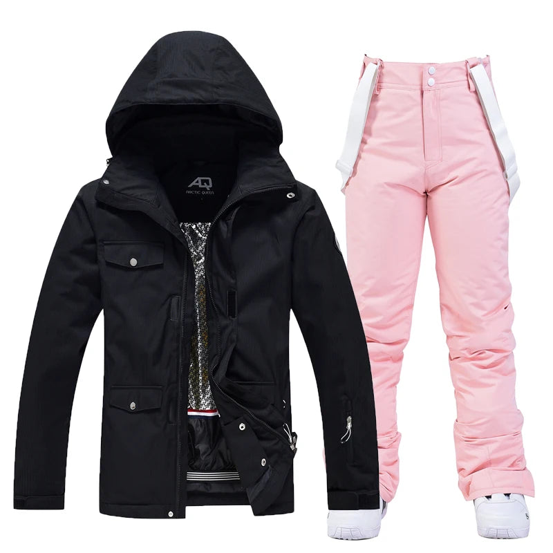 -35, Men and Women Snow Wear, Clothing for Snowboarding, Snow Ski Jacket and Pant Set, Snowboarding Clothing, Pure Color, Unsex