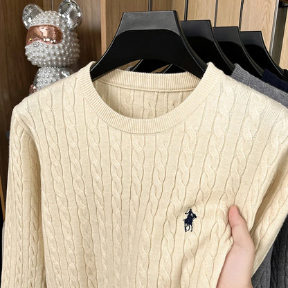 Luxury Men's Brand Spring High Quality Knit Sweater Round Neck Jacquard Embroidery Long Sleeves Pullover Leisure Fashion Men's C