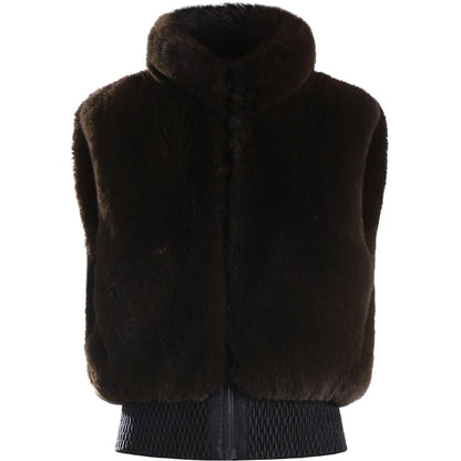 GSOU SNOW Women Fuzzy Faux Fur Vest Coat Ski Jacket Sleeveless Zip Shaggy Waistcoat Winter Daily Warm Outdoor Sport