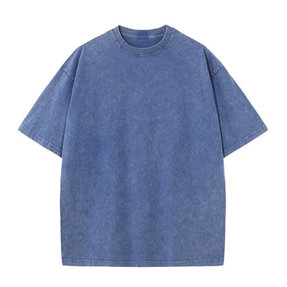 Washed T-Shirt 230G 100Cotton Solid Oversized Loose Fitness Mens Tee Tops Dropped Shoulders Short Sleeve Gym Bodybuilding Shirts