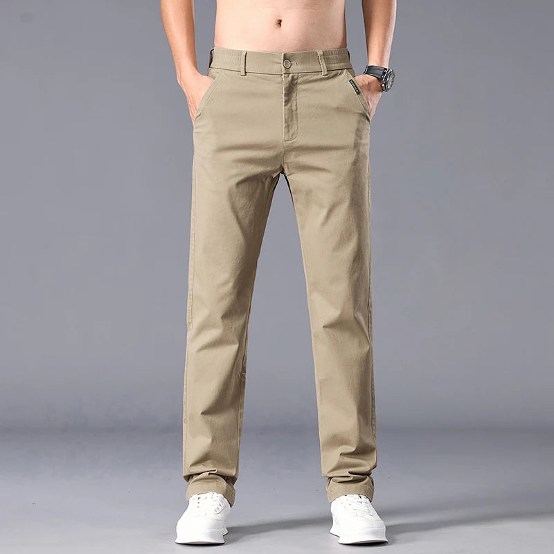 Business Straight Ice Silk Casual Pants Men Spring Summer Thin Breathable Fashion Trousers Classic Men's Clothing Luxury Pants