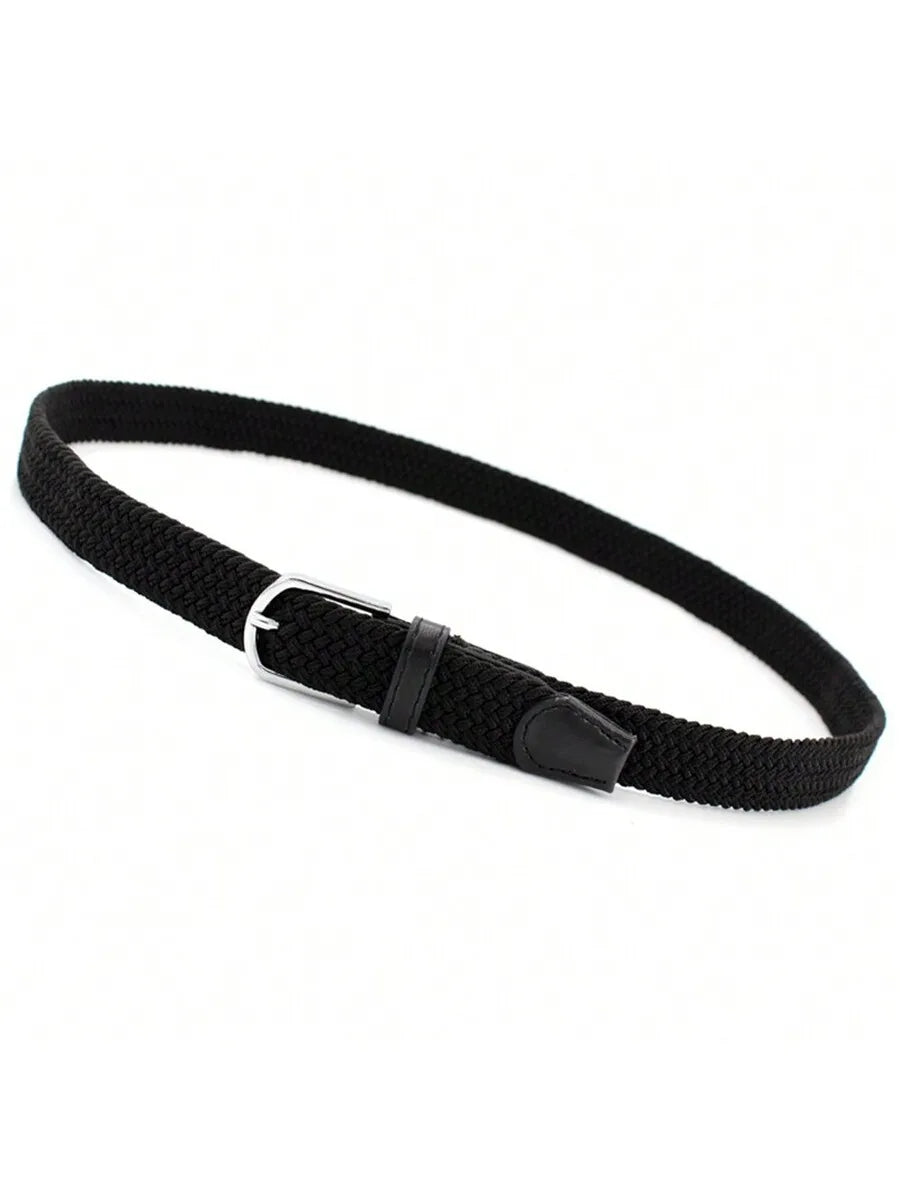 Fashionable Elastic Woven Belt With Stretchable Buckle, Unisex Students All-Match Accessory Belt For Women Summer, School Fall,