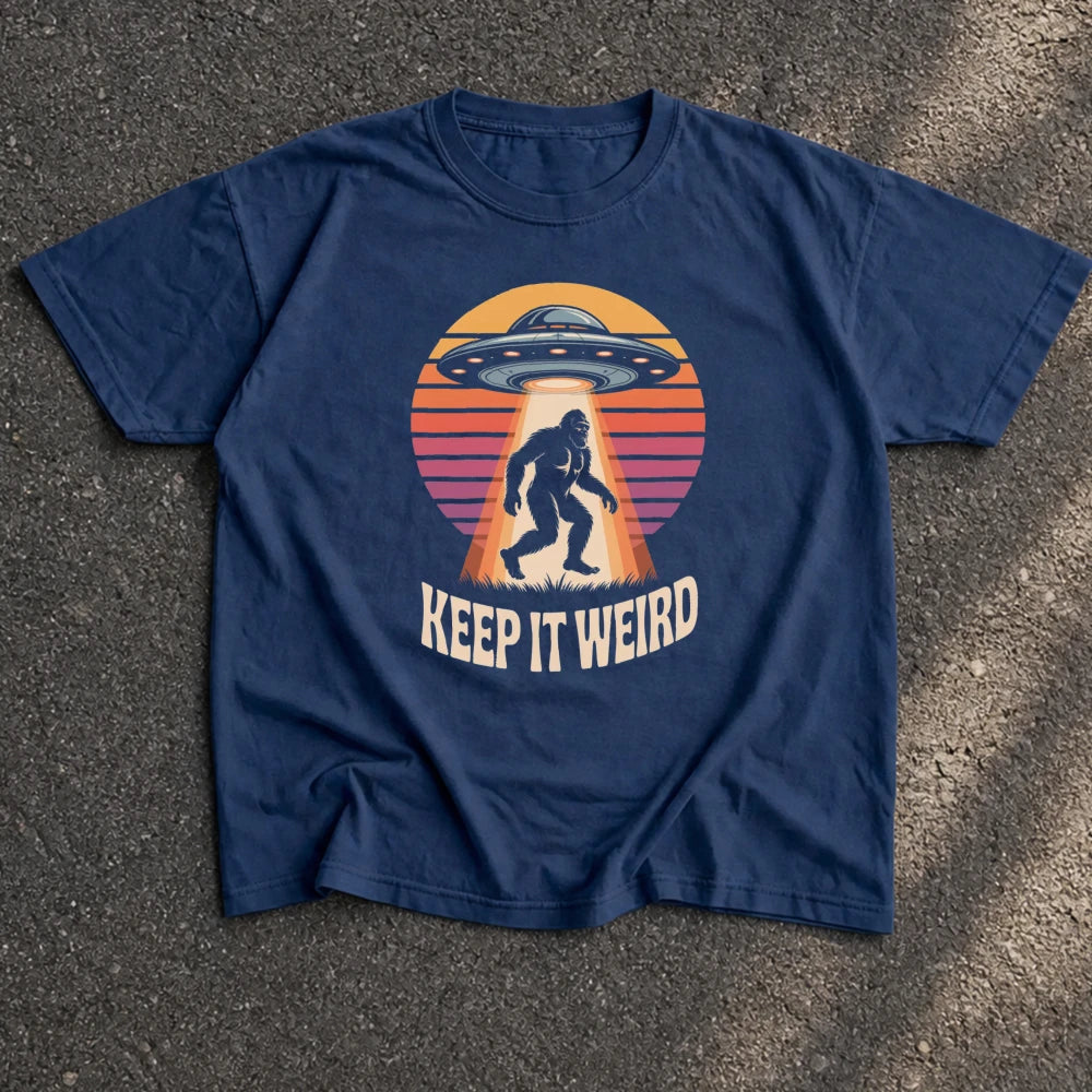 Groovy UFO Bigfoot Sasquatch Lady Retro Pop Art Graphic Tee Weird Alien 70s Vibe Shirt Music Festival Top