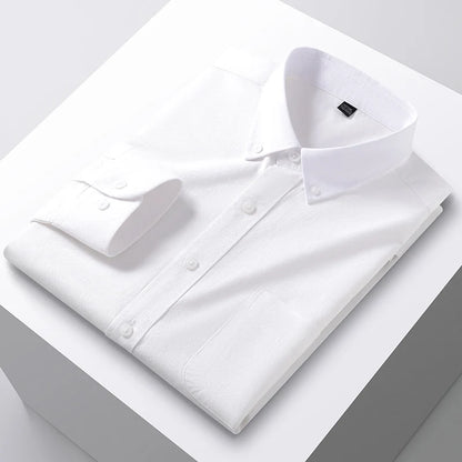 100% Cotton Men's Oxford Shirts Spring Autumn Long Sleeve Basic Casual Solid Striped Button Down Social Business Formal Plus 5XL