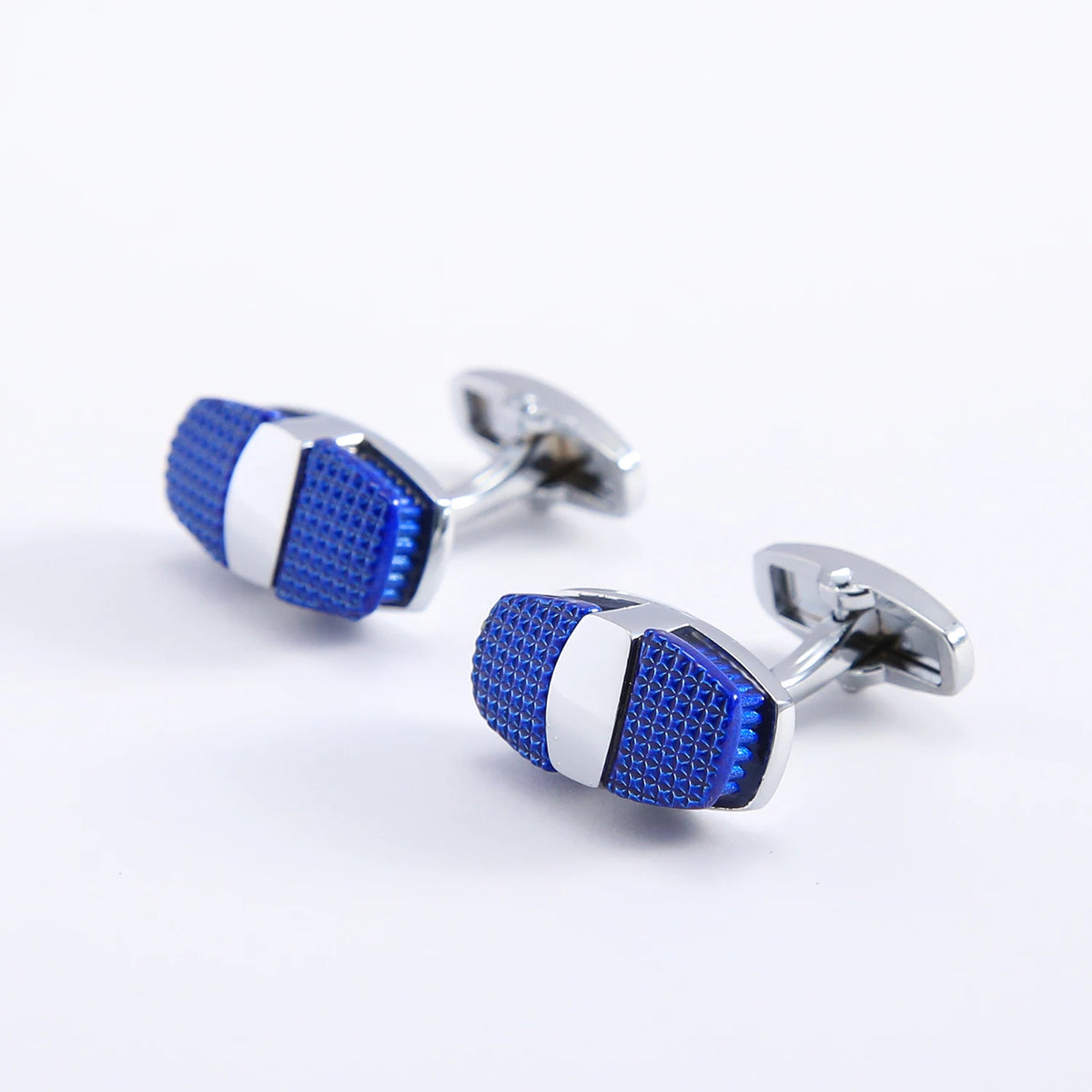 Luxury Brand Oval Shape Silver Plated Cufflinks Copper Blue French Style Shirt Cuffs Mens Wedding Party Dress Jewelry Accessorie