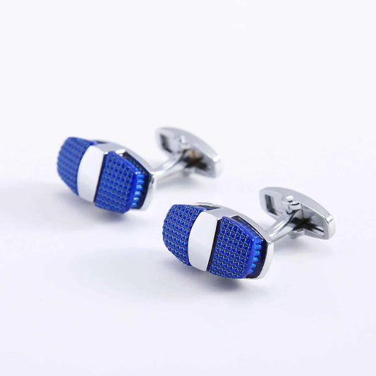 Luxury Brand Oval Shape Silver Plated Cufflinks Copper Blue French Style Shirt Cuffs Mens Wedding Party Dress Jewelry Accessorie