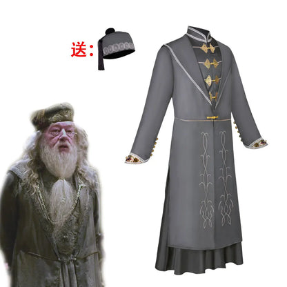 Vintage Magic Academy Elder Robe British Wise Mage Cloak Halloween Carnival Masquerade Stage Performance Cosplay Costume