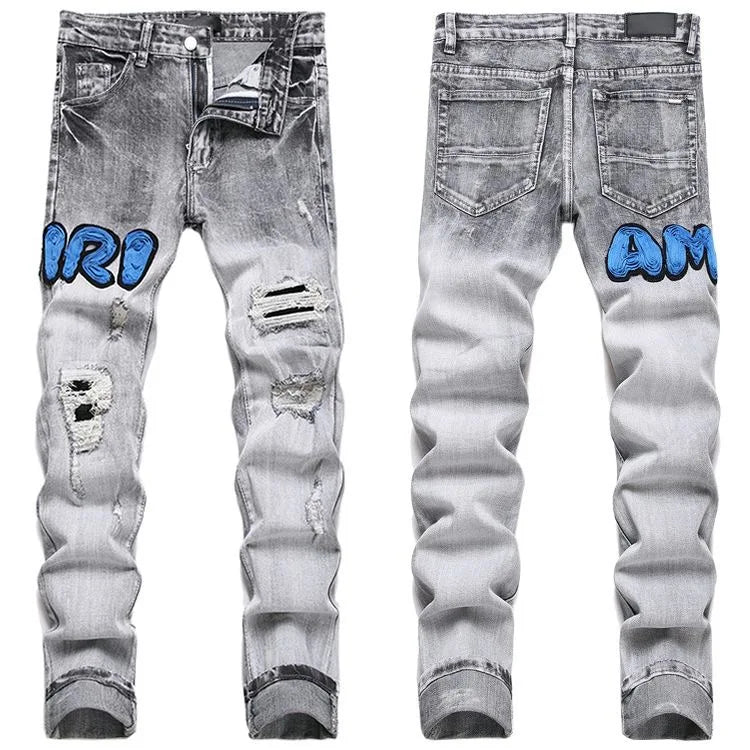 2026 Summer Brand Men's New Straight Leg Loose Lightweight Denim Jeans Classic Badge Business Casual Stretch Thin Retro Pants