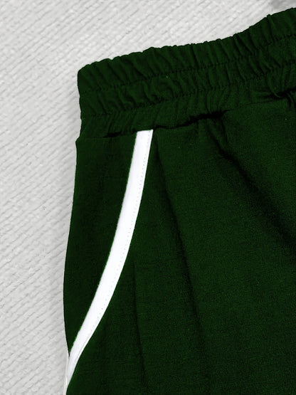 Plus size women's contrasting comfortable stretch cropped pants