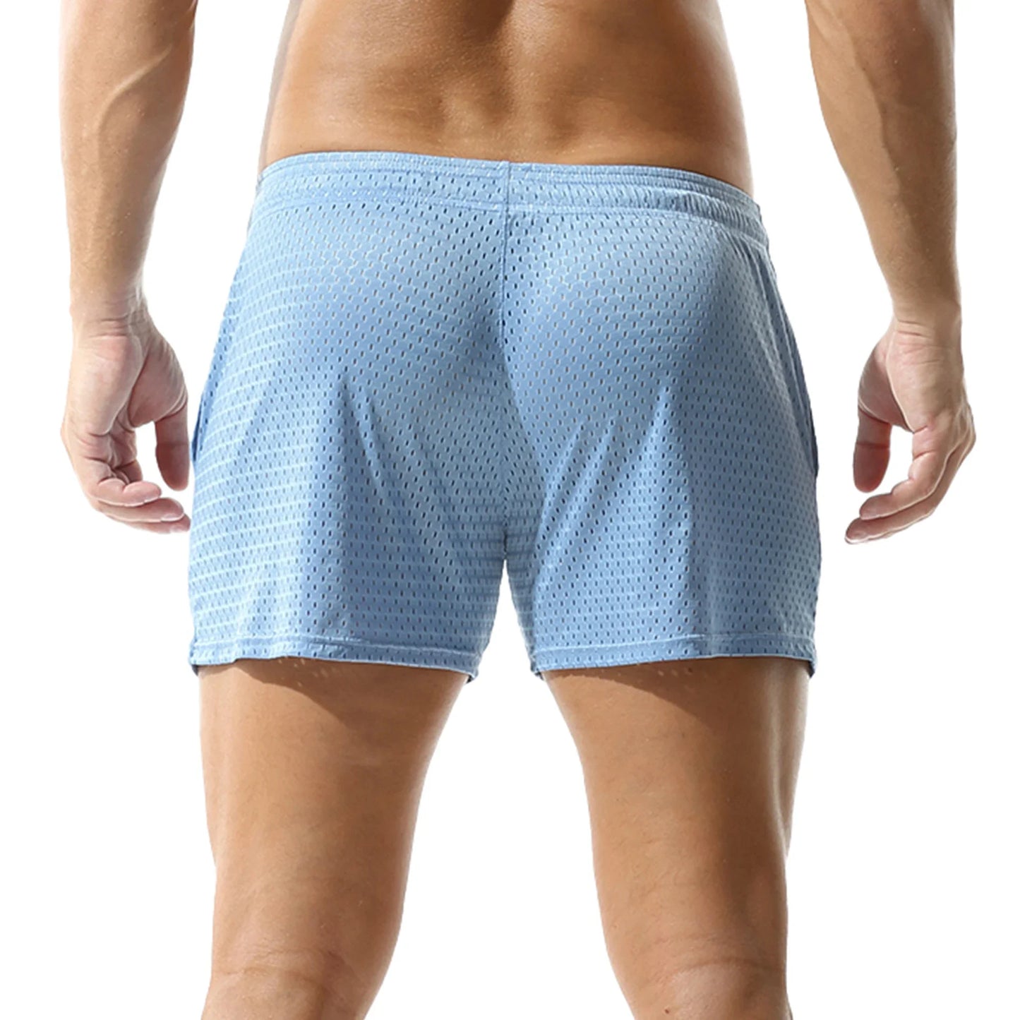 Solid-coloured Men's Mesh Thin Section Loose Fashion Pockets Elastic Large Size Sleep Bottom Boxer Shorts Homewear