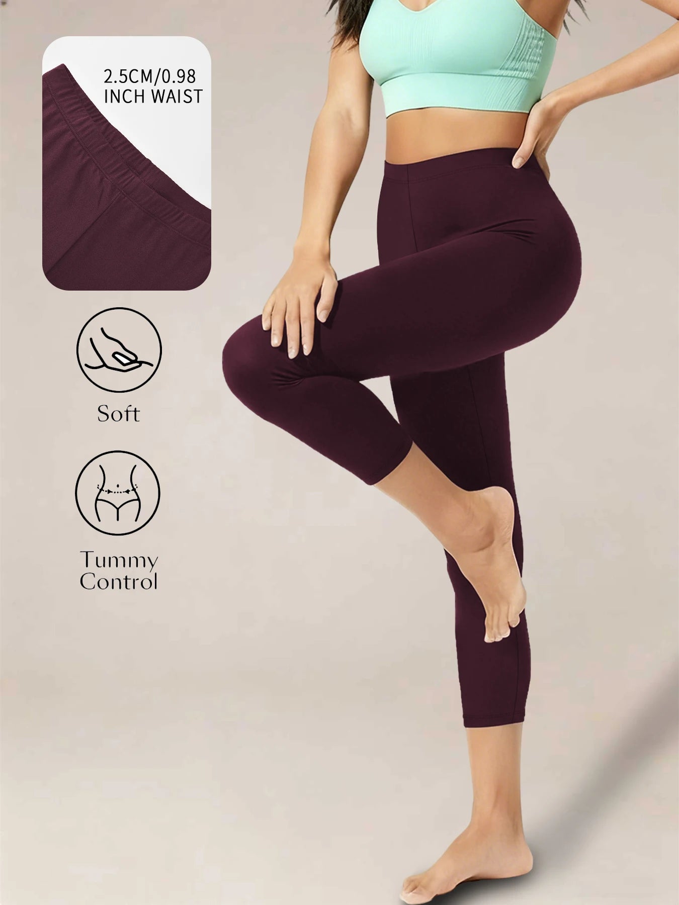 Super Soft Yoga Running Pants Women Capri Leggings No See Through Athletic Workout Home Casual Leggings