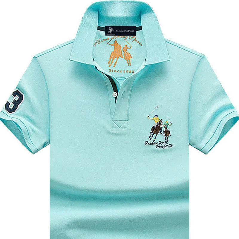 Fashion Polo T Shirt Man Cotton Big Size Polo Shirt Men Casual Embroidery Lapel Button Shirt Short Sleeve High Quality Male Red