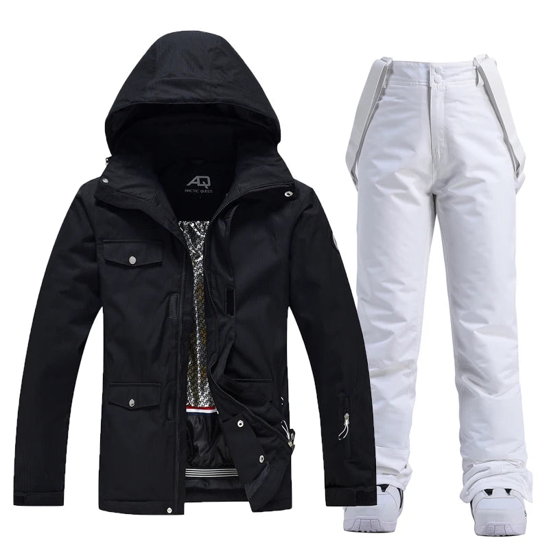 -35, Men and Women Snow Wear, Clothing for Snowboarding, Snow Ski Jacket and Pant Set, Snowboarding Clothing, Pure Color, Unsex