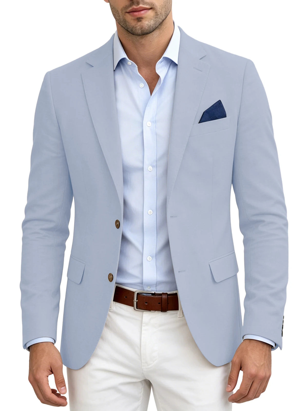 Men's Linen Blend Blazer Notched Lapel Two Button Breathable Suit Jacket For Business Casual Wedding Daily Wear