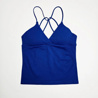 NCLAGEN Vision Twist Front Longline Top Women's Seamless Thin Straps Yoga Gym Workout Vest Running Tank Tops Fitness Clothing