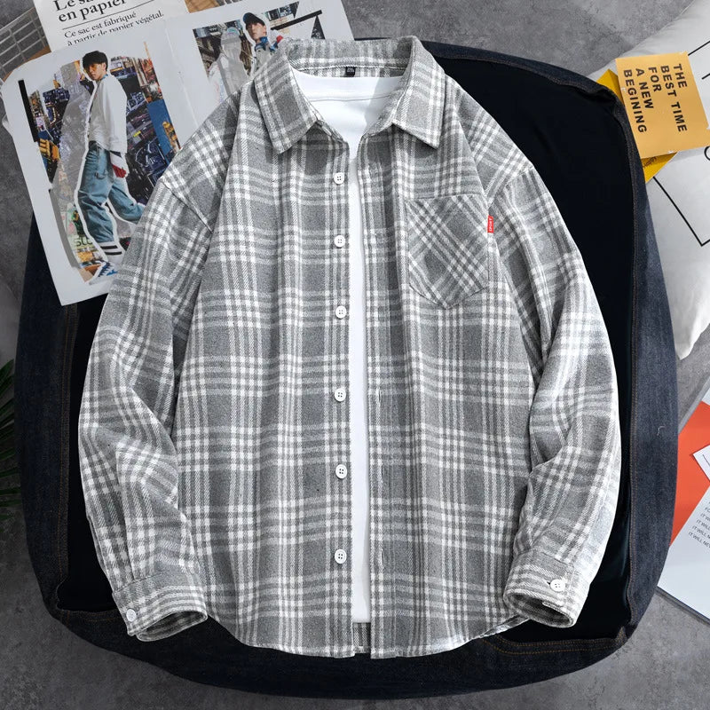 Big Size 9XL Men Flannel Plaid Shirts Long Sleeve Oversize Tops Male Loose Autumn Winter 69% Cotton Streetwear Plus Large Casual