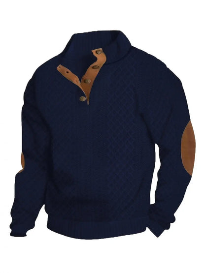 2026 Men's Spring and Autumn Hot Selling Fashionable Men's Casual Standing Collar Long Sleeved Jacquard Lapel Pullover Sweater