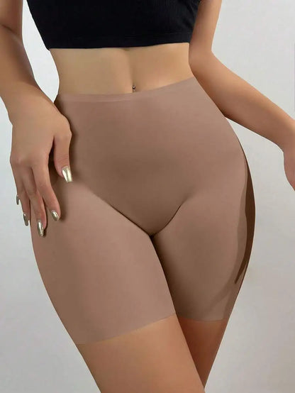 Seamless High Waist Square Leg Ice Silk Shorts Women Stretch Anti-Chafing Butt Lift Tummy Control