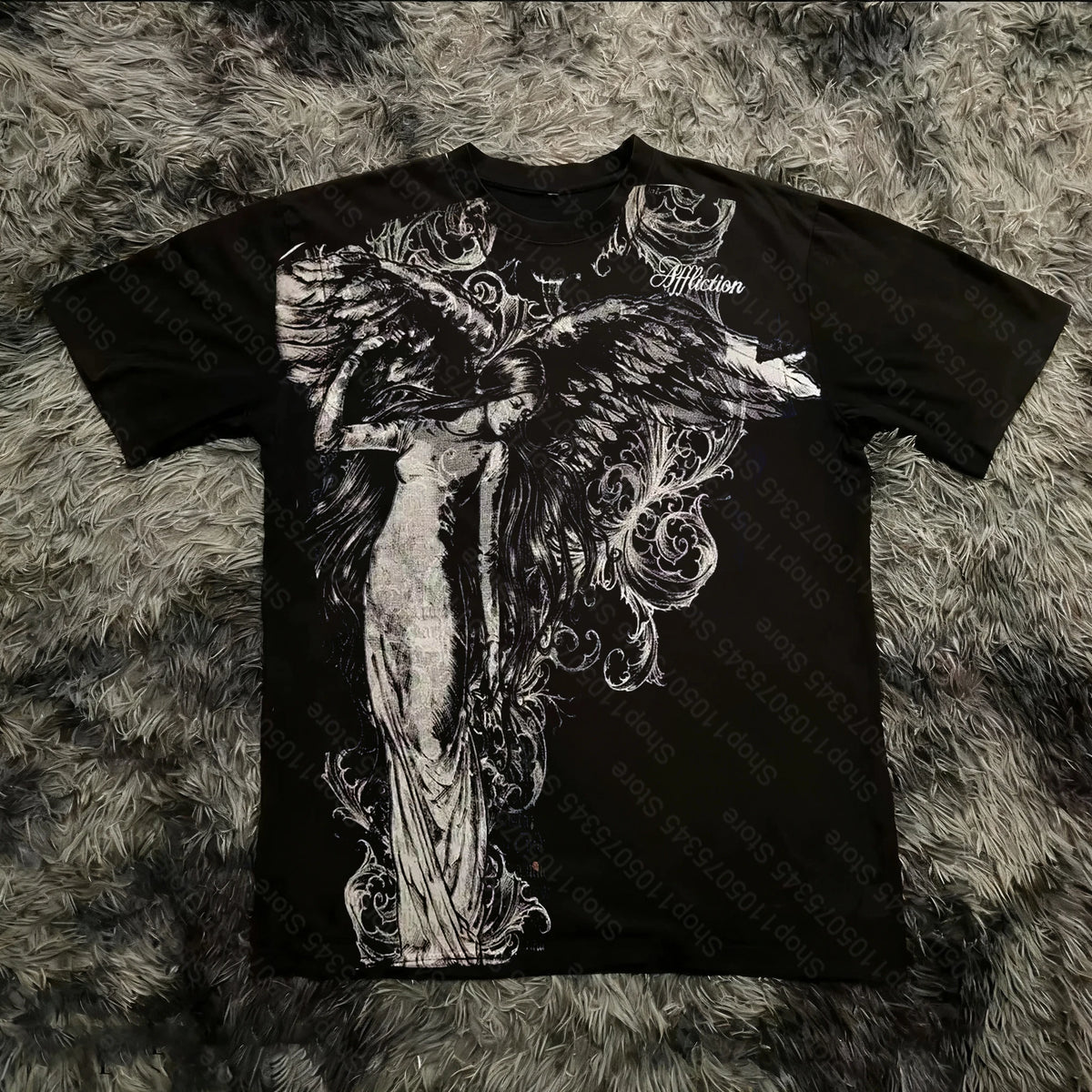 Retro Classic Gothic Style T-shirt Print Oversized Shirt High Street Shirts Gothic Round Neck Cotton Tops New Mens Women T Shirt