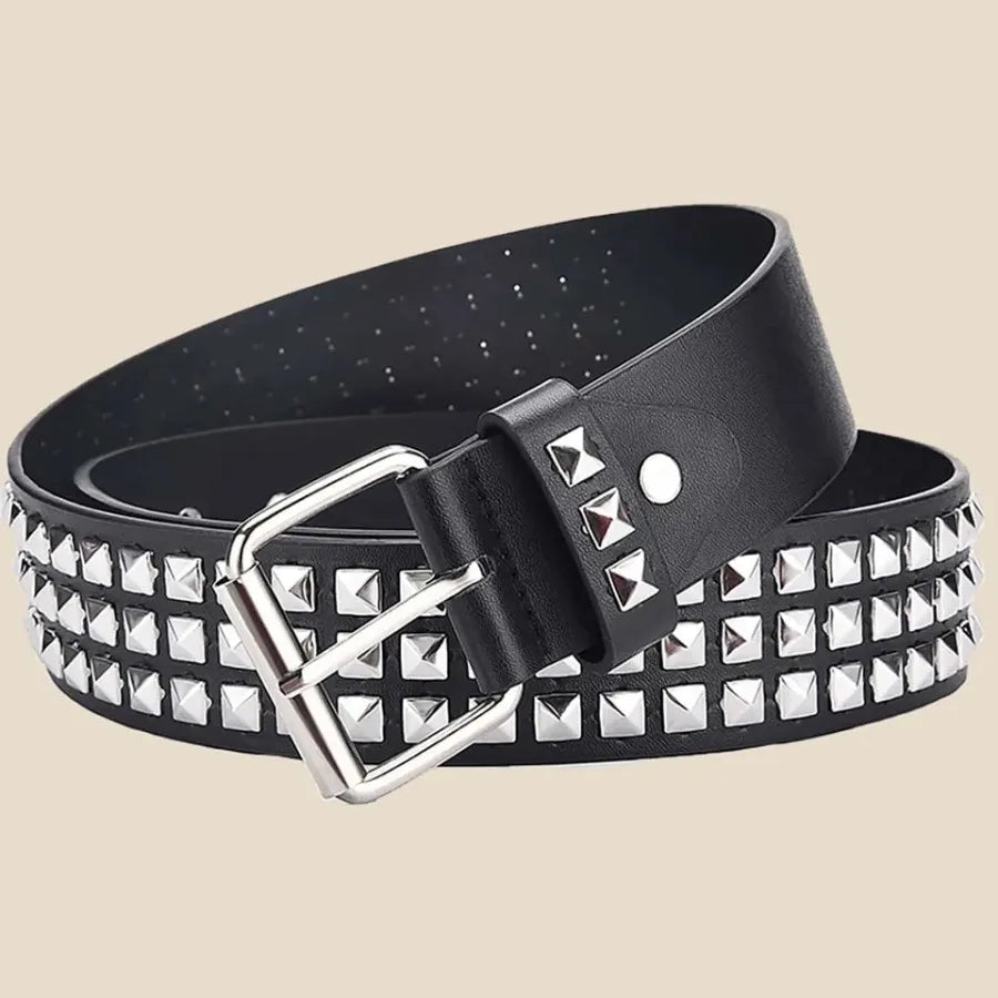 Fashion New Square Bead Rivet Belt Metal Pyramid Belt Men and Women Punk Hardware Jeans Belt Y2K Belt Designer Belt Women's Bel