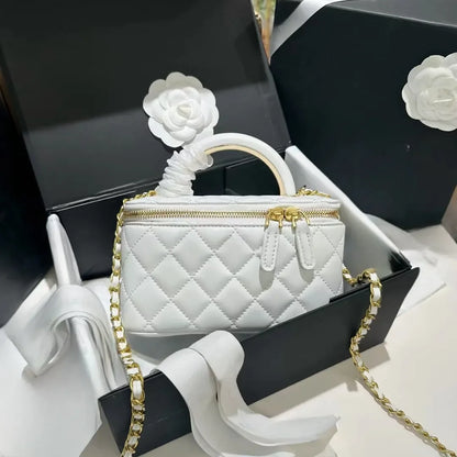 Channeled Bag Women designer makeup bag High Quality Sheepskin Diamond Lattice Handle Vanity Box Tote Bags Crossbody Shoulder Co