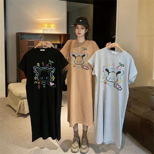 T-shirt Dress for Women in Summer Loose Casual Lazy Style Super Long Lazy Skirt A-line Long Skirt