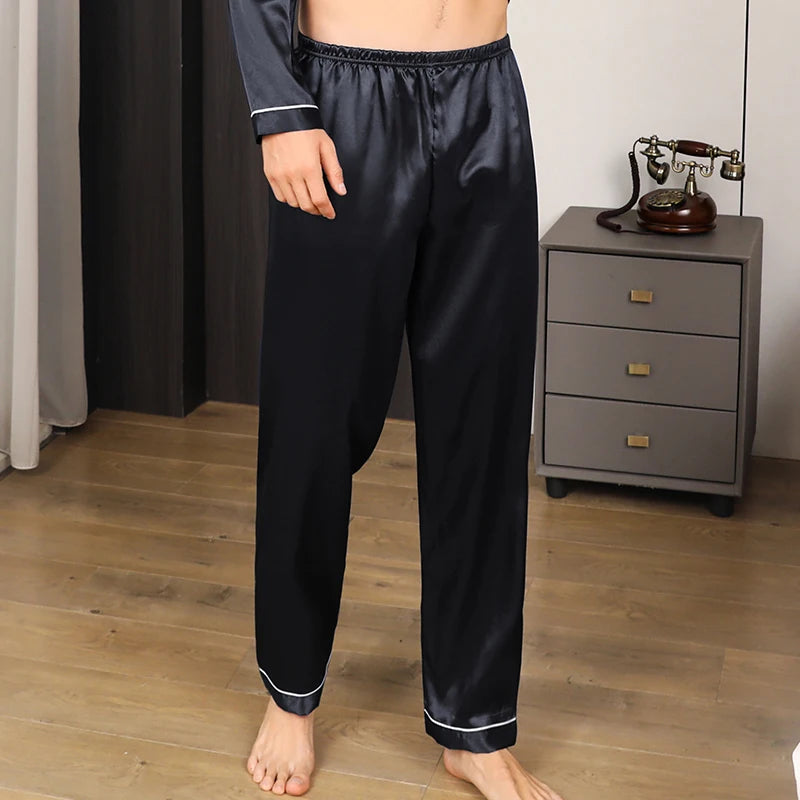 Men's Ice Silk Sleeping Pants Summer Large Casual Solid Color