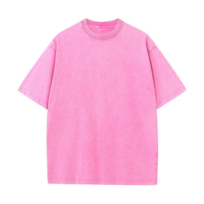 Washed T-Shirt 230G 100Cotton Solid Oversized Loose Fitness Mens Tee Tops Dropped Shoulders Short Sleeve Gym Bodybuilding Shirts