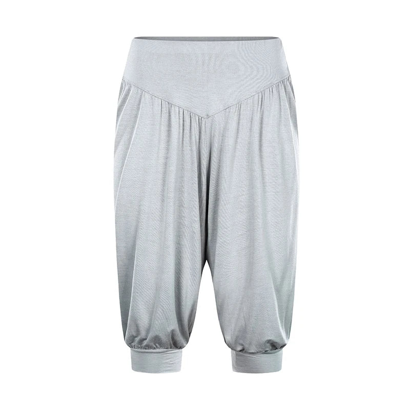 Summer Women Capri Pants Elastic Casual Loose High Waist Bloomers Joggers Sports Fitness Yoga Sweatpants Trousers