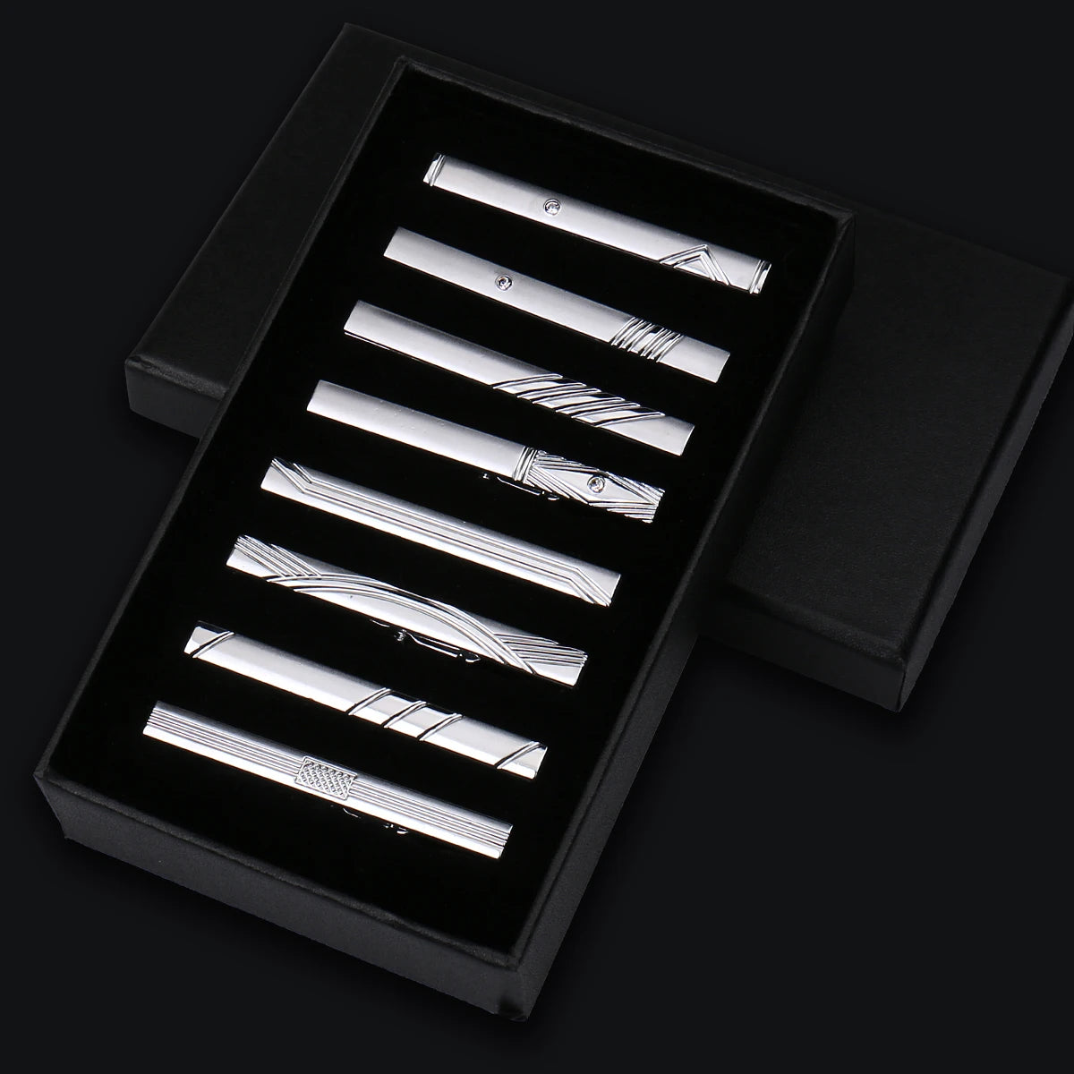 Luxury Men's Tie Clips Set Gifts Box Hight Quality Tieclip Business Accessories Suit 8 Pieces Set Multiple Styles Gifts For Men