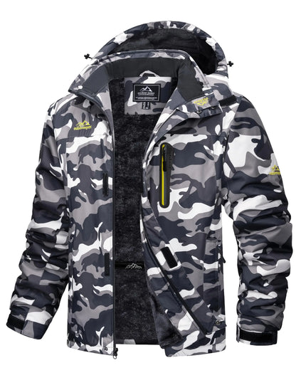 Men's Winter Jacket Waterproof Windproof Fleece Lined Parka Warm Thermal Coat with Removable Hood Outdoor Ski Snowboard Jacket