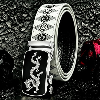 POYYAS Stylish Metal Buckle Men Belt for Women Printed Letter Animal Dragon Pattern Alloy Buckle - Fashion Daily Decoration Jeans Belt - Fashion Letter M Pattern Design Perfect Accessory for Business and Casual Belt