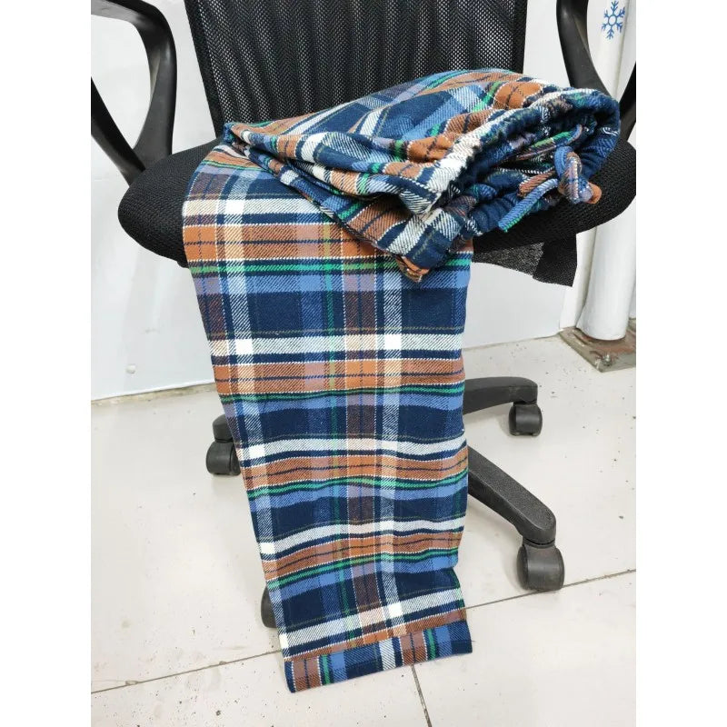 Pajama Pants Men's Flannel Cotton Autumn and Winter Casual Plaid Long Trousers Warm Home wear Pants Men Sleepwear