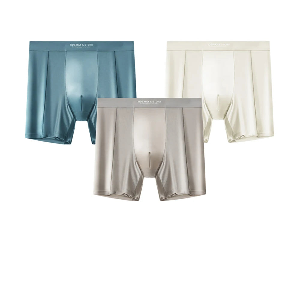3PCS/Pack Luxury Satin-like Boxers Man Cool Ice Silk Antibacterial Breathable Quick-dry Underwear High Elastic